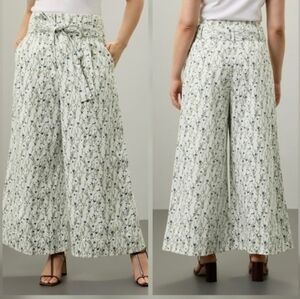 Adam Lippes Belted Floral Cropped Trousers Cotton Leg opening Size 2